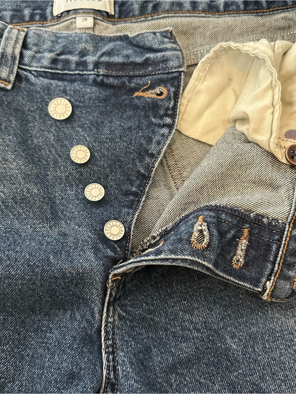 AGOLDE Criss Cross Jeans Size 28 High Rise Straight Leg Asymmetrical Waist Denim - Picture 6 of 7